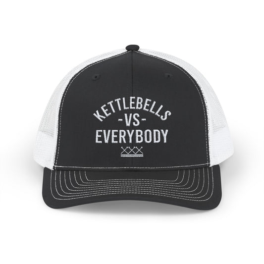 Kettlebells vs Everybody Snapback Trucker Cap - Gym Hat for Fitness Enthusiasts